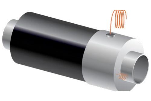 Труба ППУ ПЭ с металлической заглушкой изоляции и кабелем вывода Ст17Г1С-У 530х8.9