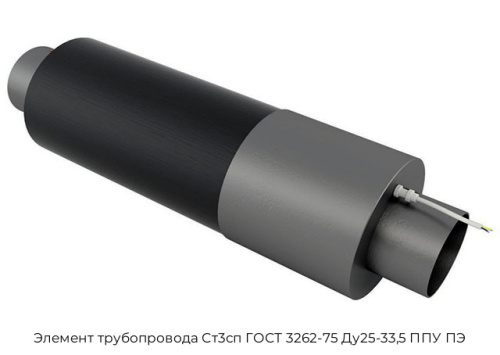 Элемент трубопровода Ст3сп ГОСТ 3262-75 Ду25-33,5 ППУ ПЭ Элемент трубопровода Ст3сп ГОСТ 3262-75 Ду25-33,5 ППУ ПЭ