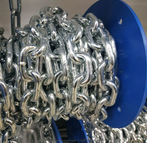 Цепь металлическая длиннозвенная 14 DIN 763 оцинкованная 1000 м 