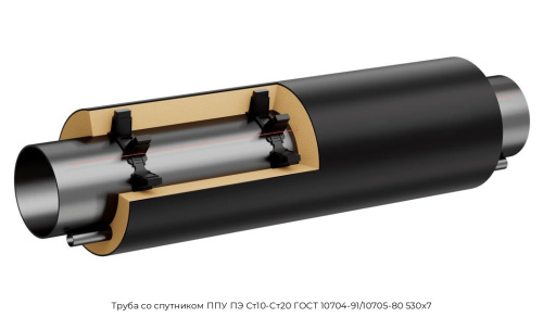 Труба со спутником ППУ ПЭ Ст10-Ст20 ГОСТ 10704-91/10705-80 530x7
